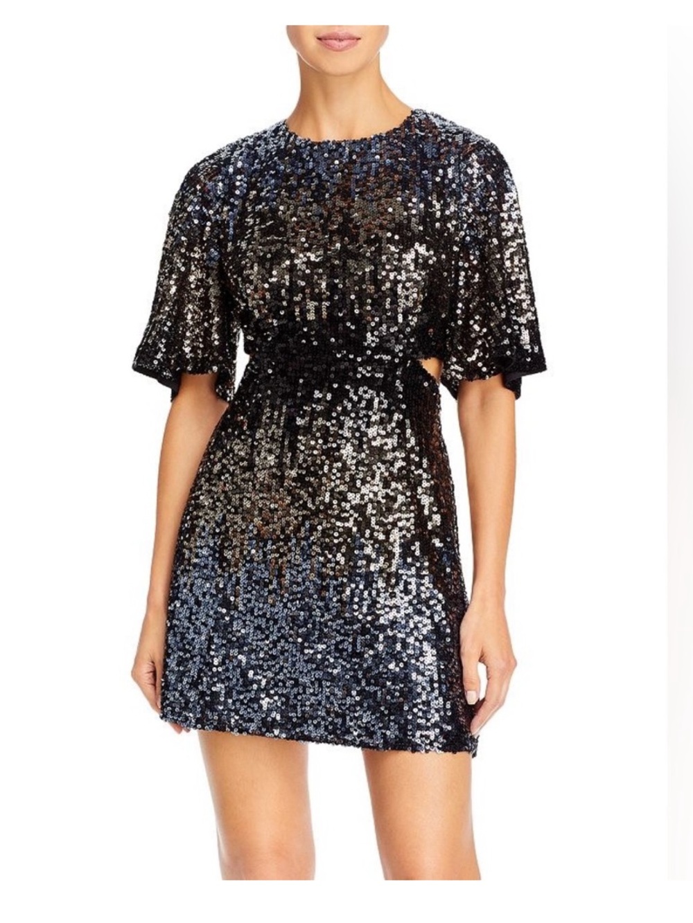 French Connection PF Estari Sequin Cut Out Dress